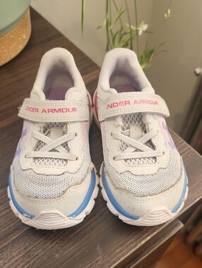 Under Armour White Sneakers with Pink and Purple Accents for Kids